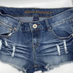 Blue Asphalt Jeans Denim Juniors Blue Frayed Hem Daisy Duke Shorts Size 5
